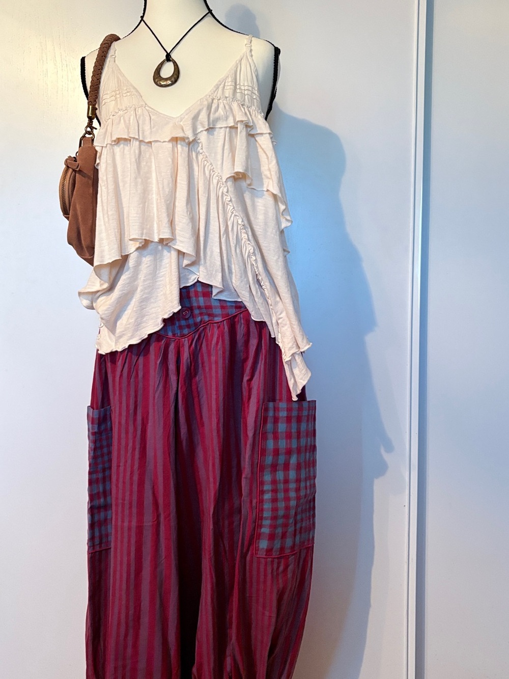 FREE PEOPLE Vera Pants Beacon Stripe x Chex